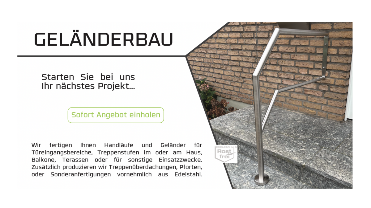 GBROTEC Edelstahl Handlauf Tore Geländer Dienstleister NRW Unternehmen Edelstahlgeländer Bauvereine Bauunternehmer Schweißen Garten DIY Überdachungen Carports Zaun Pflegekasse Altersgerecht 2